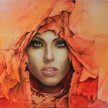 Схема вышивки «девушка в оранжевом»