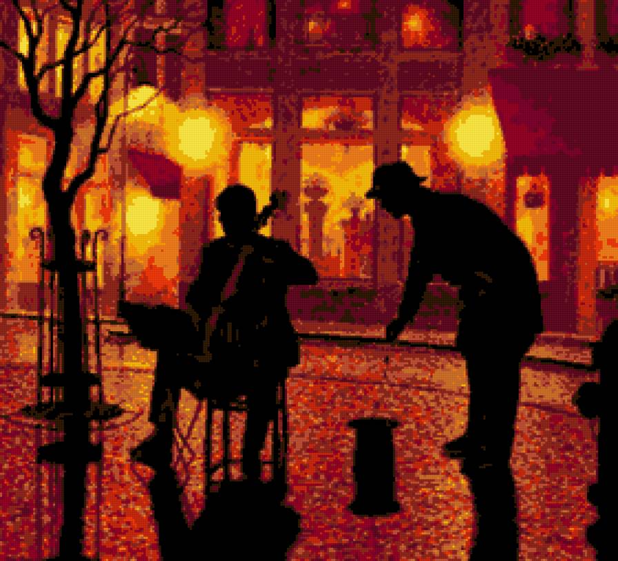 картина Дениса Нолет - музкант, вечер - предпросмотр