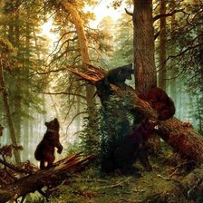 Схема вышивки «Мишки в лесу»