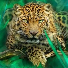 Схема вышивки «лео в зеленом»