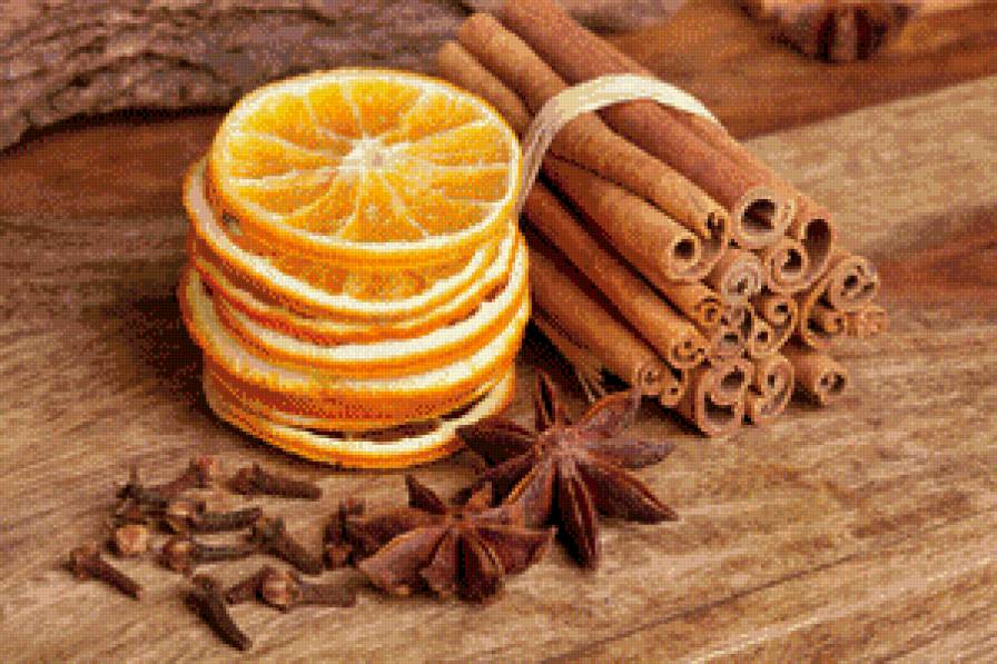 Корица с апельсинами - корица, апельсин, палочки корицы - предпросмотр