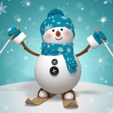 Схема вышивки «снеговик на лыжах»