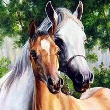 Схема вышивки «Пара лошадей»