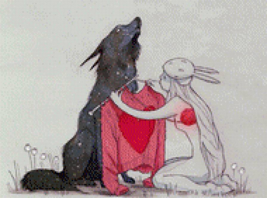 волк и девушка - волк, девушка, фэнтези - предпросмотр