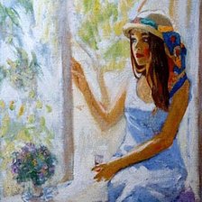 Схема вышивки «девушка у окна»