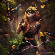 Схема вышивки «Девушка и птицы»