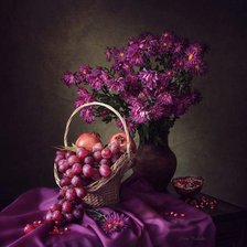 Схема вышивки «Натюрморт с виноградом»