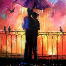 Схема вышивки «влюбленные под дождем»