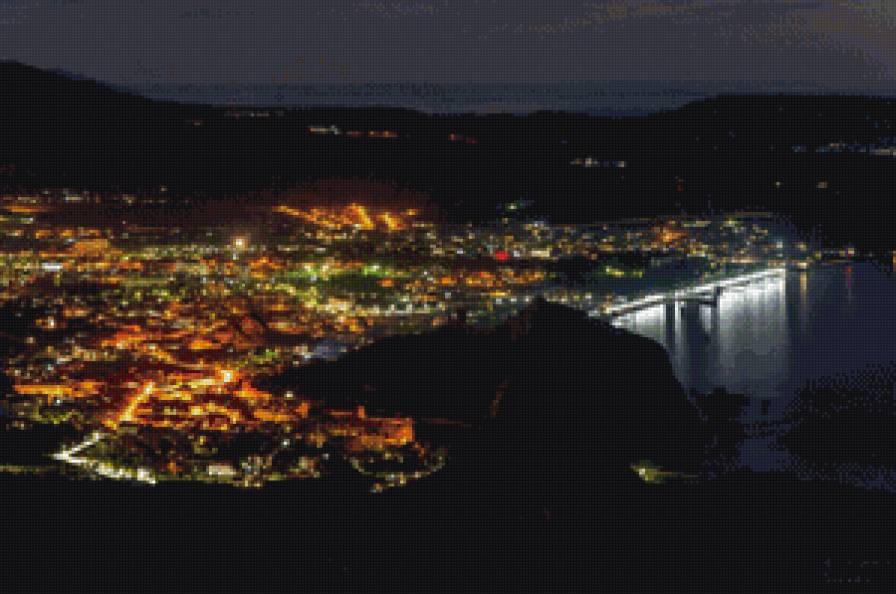 Вечерний Судак - море, вечер, судак, горы, крым, город, огни - предпросмотр