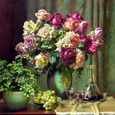 Схема вышивки «натюрморт с розами»