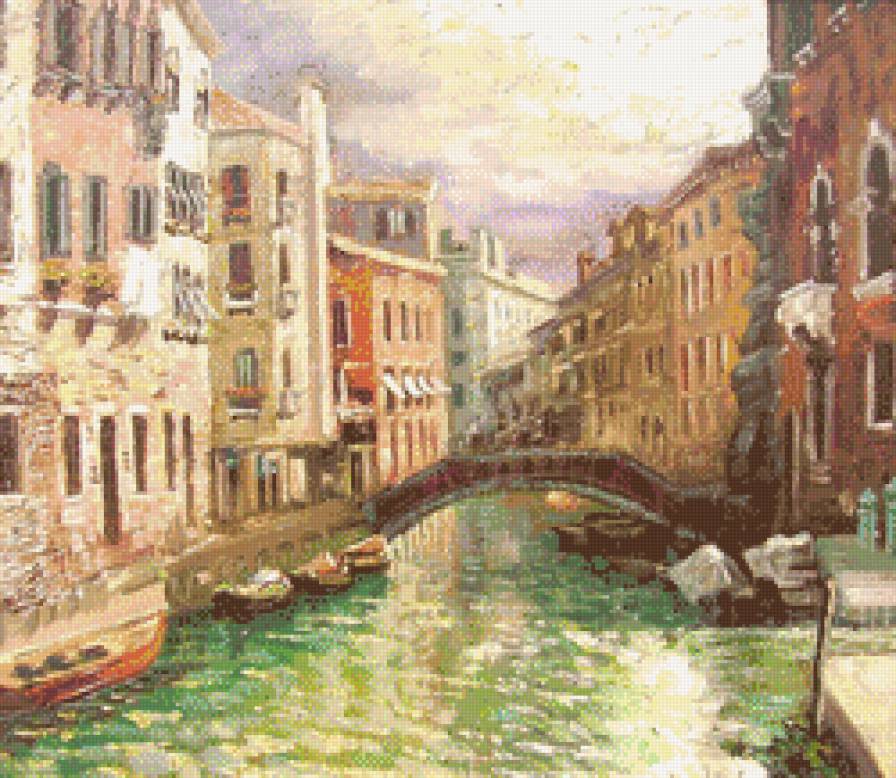 Венеция, вода, лодка, картина,живопись, люди - предпросмотр