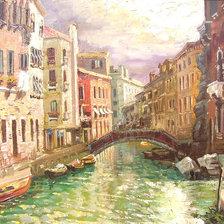 Схема вышивки «Венеция, вода, лодка, картина,живопись, люди»