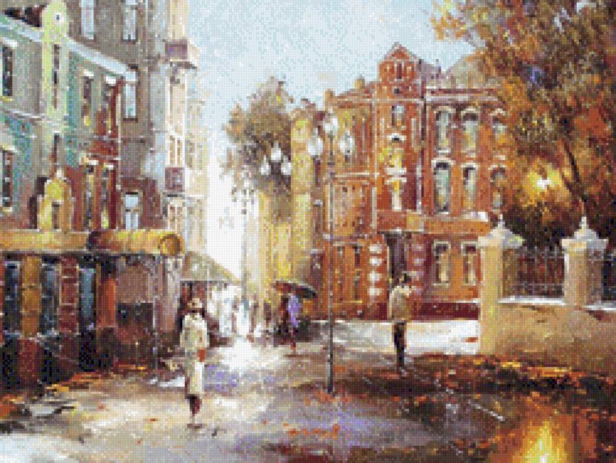 город - живопись, картина, люди, улица, городской пейзаж, город - предпросмотр