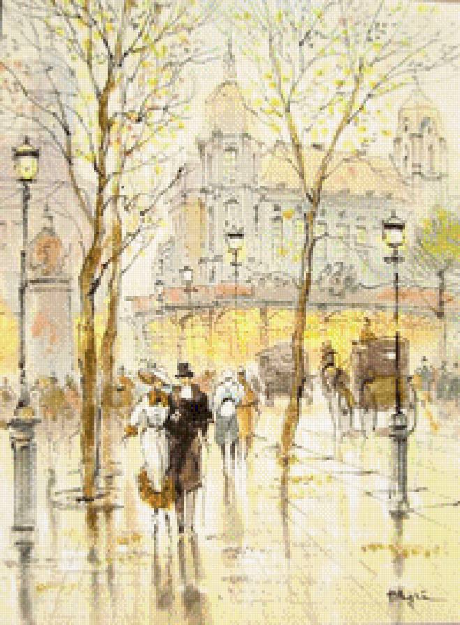 город - улица, городской пейзаж, люди, живопись, картина, город - предпросмотр