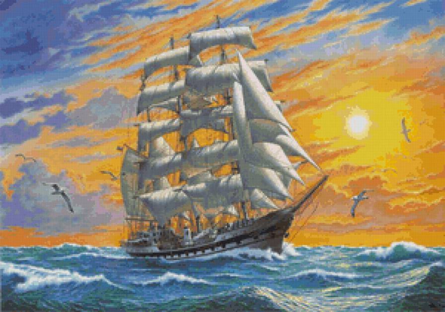 Парусник - пейзаж, природа, море - предпросмотр