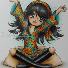 Схема вышивки «хиппи девочка»