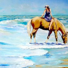 Схема вышивки «Конная прогулка на морском берегу»