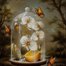 Схема вышивки «Бабочки и орхидея»