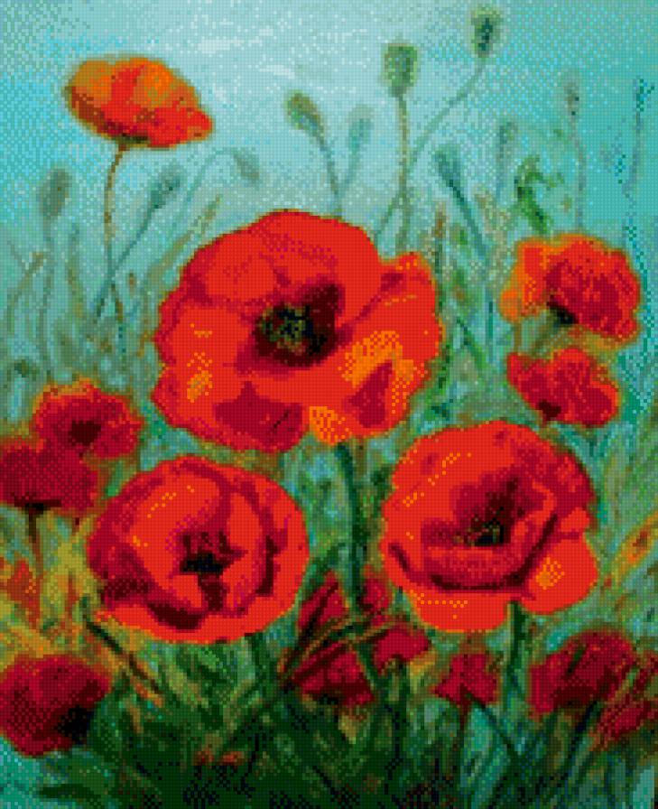 Маки - живопись, цветы, картина, искусство - предпросмотр