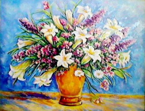 Лилии - цветы, искусство, картина, живопись - оригинал