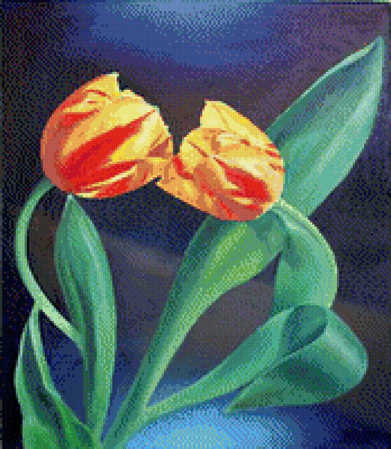 Поцелуй - живопись, цветы, картина, искусство - предпросмотр