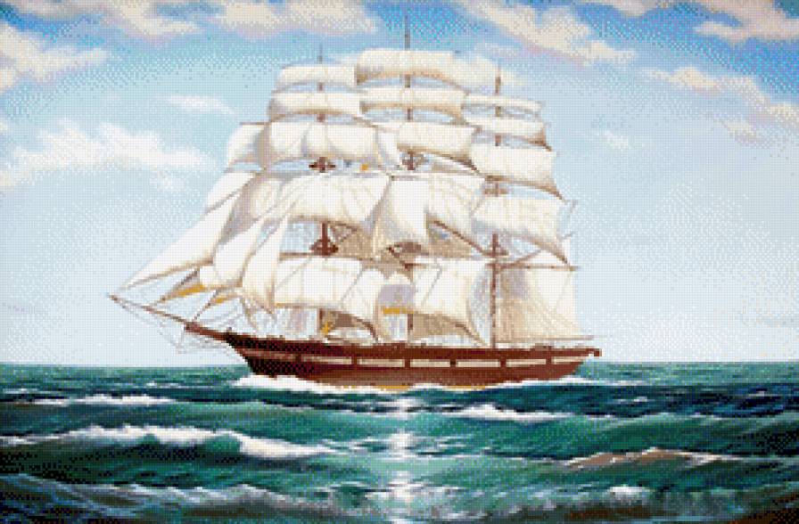 Парусник - море, красота, парусник, вода - предпросмотр