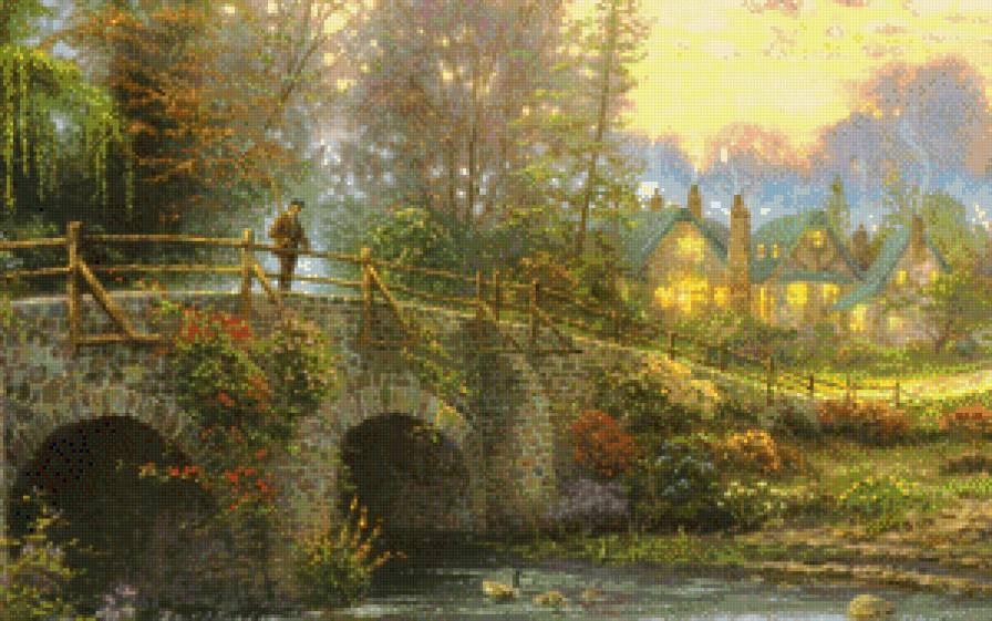 Рыбак - вода, мост, пейзаж, природа - предпросмотр