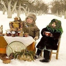 Схема вышивки «Дети за чаепитием»