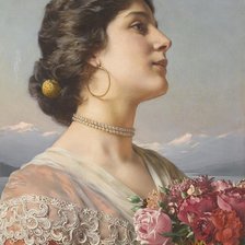 Схема вышивки «девушка с цветами»