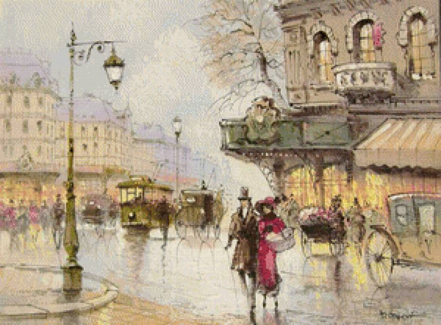 Город - улица, картина, живопись, городской пейзаж, люди, город - предпросмотр