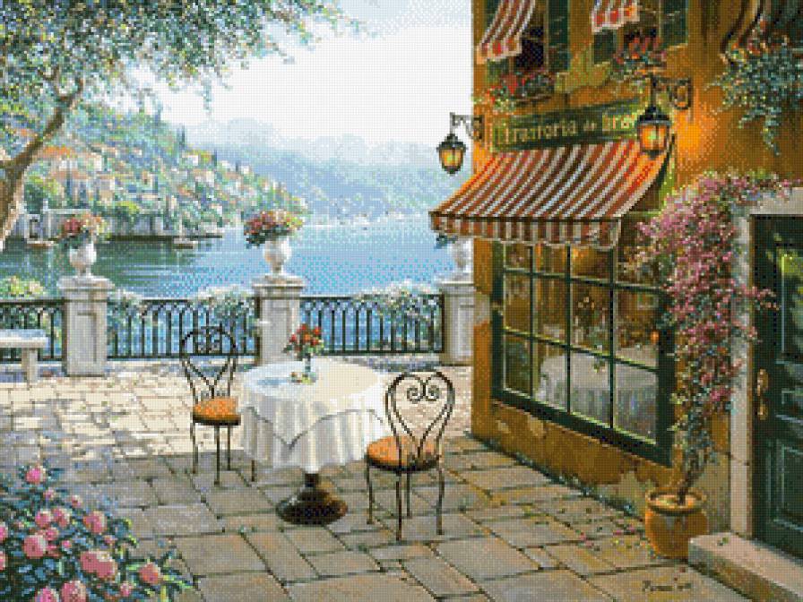 Набережная - улица, люди, город, картина, городской пейзаж, живопись - предпросмотр