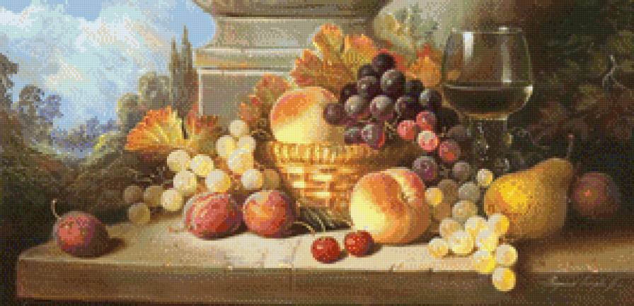 Натюрморт - натюрморт, виноград, фрукты, вино, красота - предпросмотр