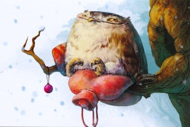 Сова на грелке - совы - оригинал