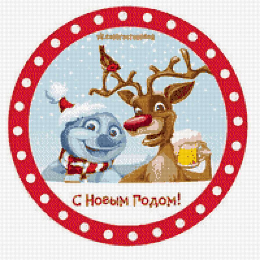 олень и снеговик - олень, снеговик, новый год - предпросмотр