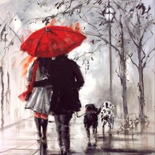 Схема вышивки «Пара под зонтом»