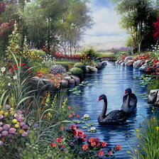 Схема вышивки «Лебеди»