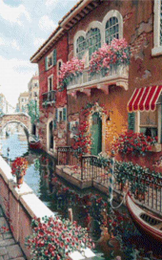 Венеция - вода, город, картина, живоптсь, . лодка солнечный день - предпросмотр