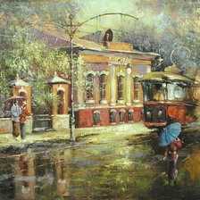 Схема вышивки «город,дождь»