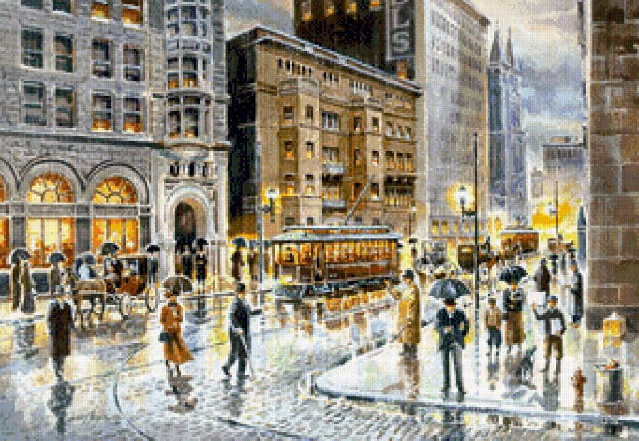 город - город, картина, улица, люди, городской пейзаж, живопись - предпросмотр