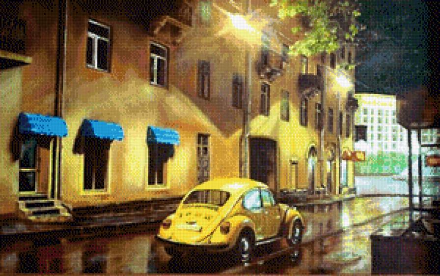 город - улица, городской пейзаж, город, люди, вечер, картина, живопись - предпросмотр