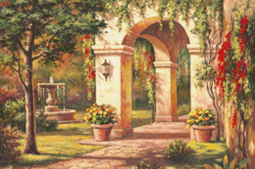 Дворик - природа, дом, пейзаж, дворик - предпросмотр