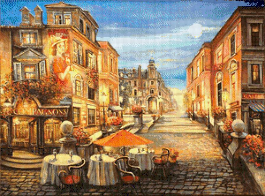 город - улица, живопись, городской пейзаж, город, картина, люди - предпросмотр