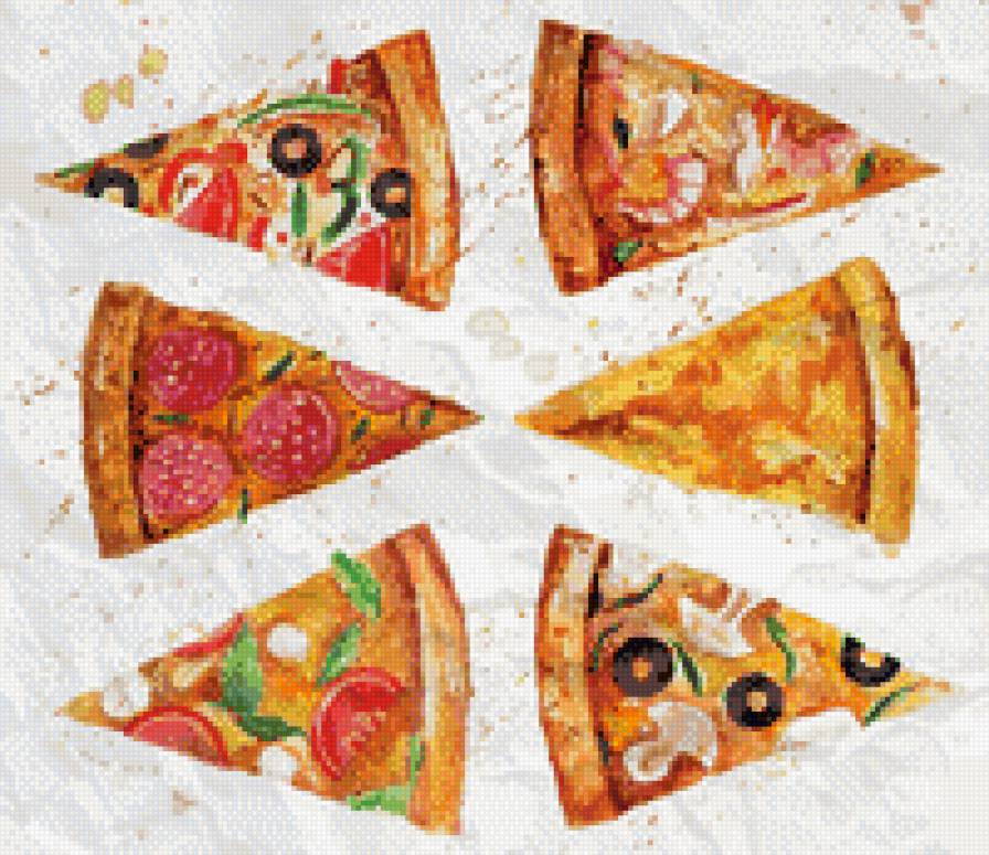 Пицца - акварель, пицца - предпросмотр