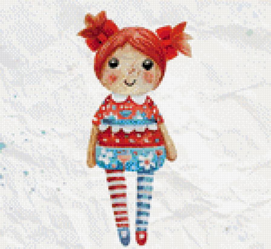 Кукла - акварель, кукла - предпросмотр