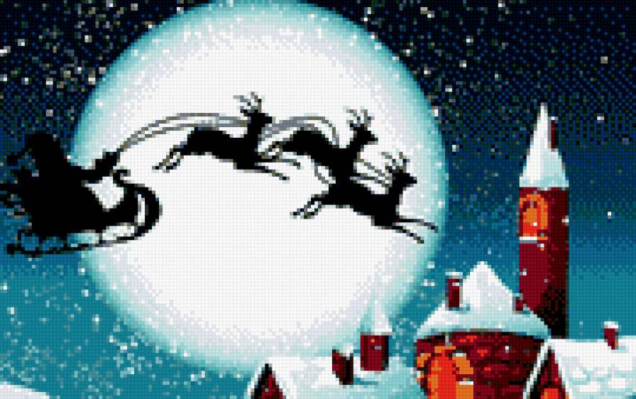 Новый Год - новый год, олени, зима, дед мороз, снег, ночь, санта клаус - предпросмотр