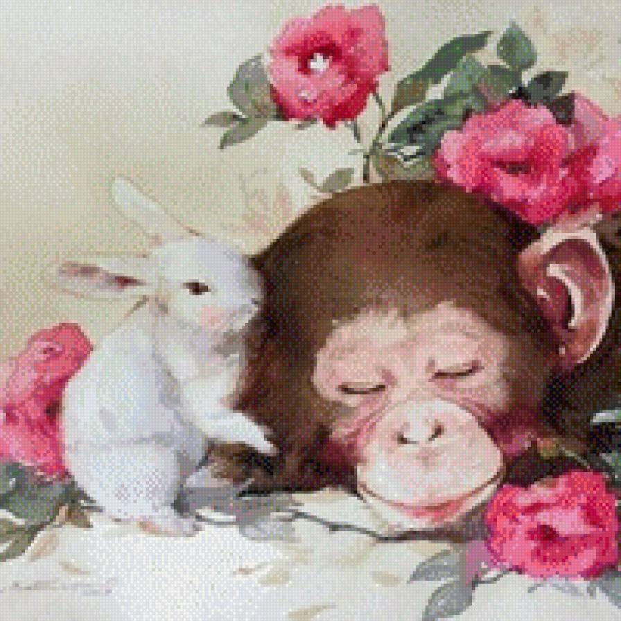 Кролик и обезьяна - обезьяна, кролик - предпросмотр