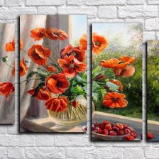 Схема вышивки «маки ( модуль)»