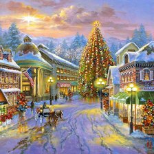 Схема вышивки «рождественский городок»