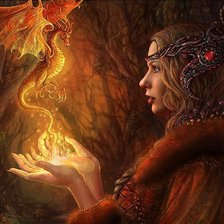 Схема вышивки «Девушка и дракон»