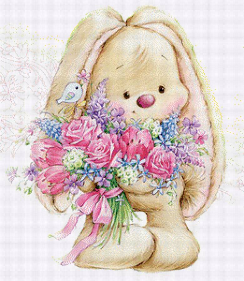 зайка Ми с букетом - зайка, ми - предпросмотр